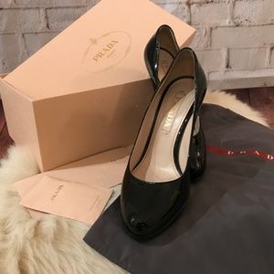 Prada Platform Black Patten Pumps